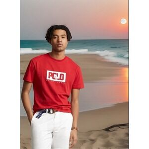 POLO RALPH LAUREN Men's Big Pony Classic Fit Crew Neck Tee T-Shirt, RED, XXL TTG
